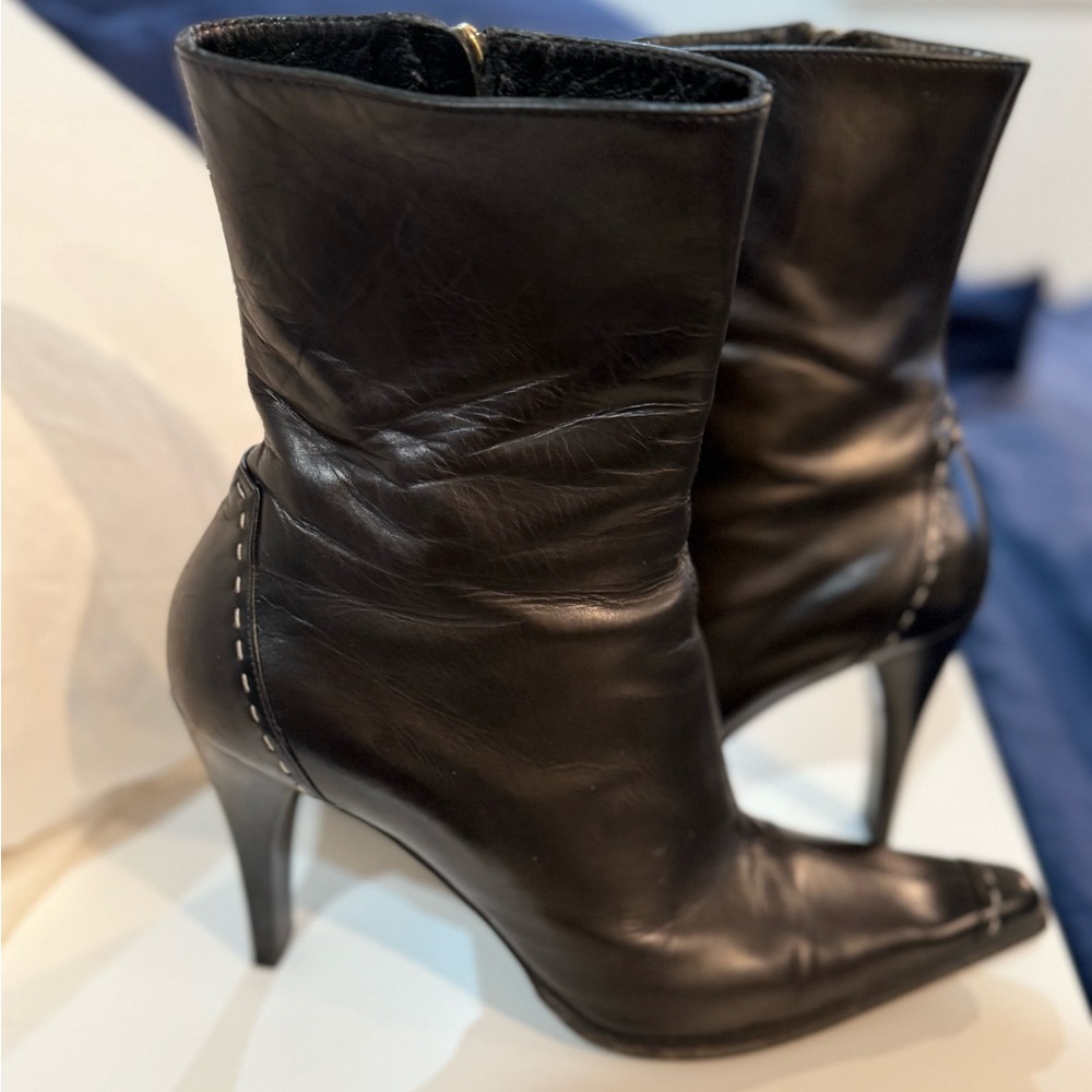 Vintage Black Gucci Leather High Heel Boots